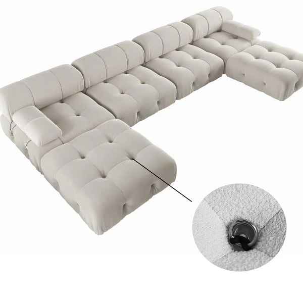 138'' Modern Velvet Upholstery U-shaped Modular Sofa - Image 5