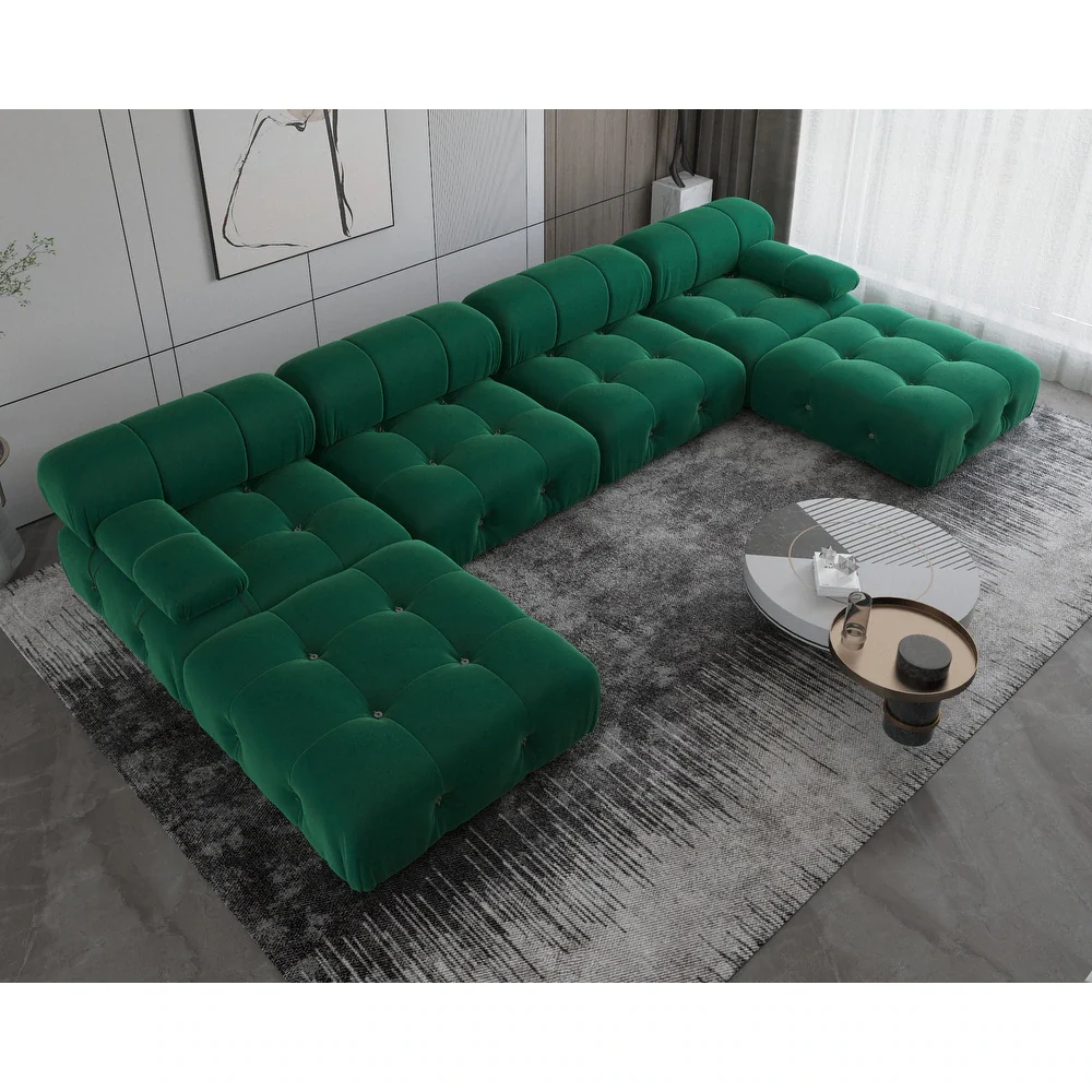 138'' Modern Velvet Upholstery U-shaped Modular Sofa - Image 3