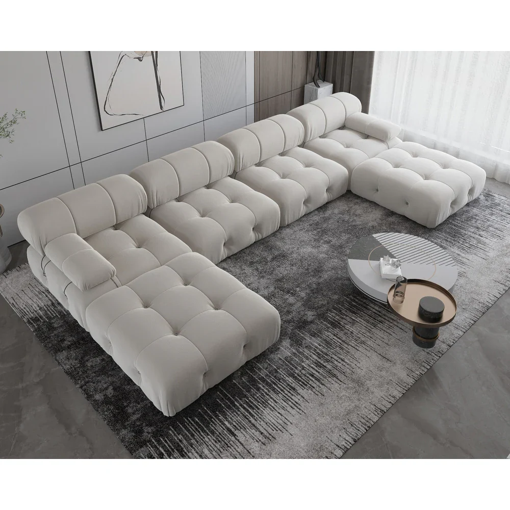 138'' Modern Velvet Upholstery U-shaped Modular Sofa - Image 2