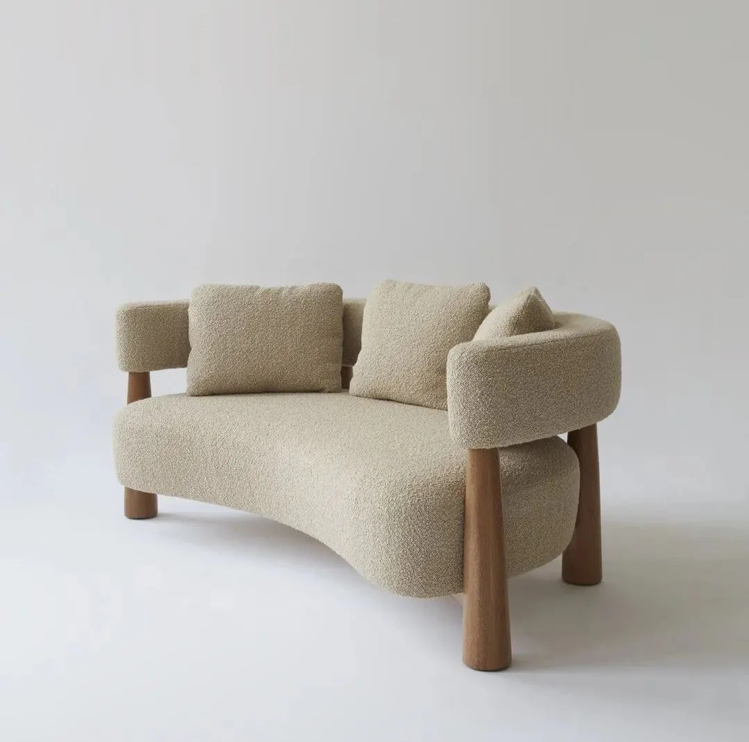 Nordic Aesthetic Wooden Sofa - Image 5
