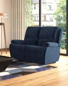Lebowski Fabric Two Seater Manual Recliner in Cobalt Fabric